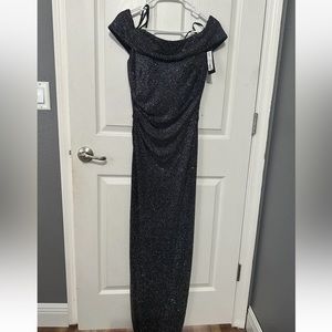 XSCAPE Women’s Black Glitter Evening Formal Fancy Dress size 8 NWT